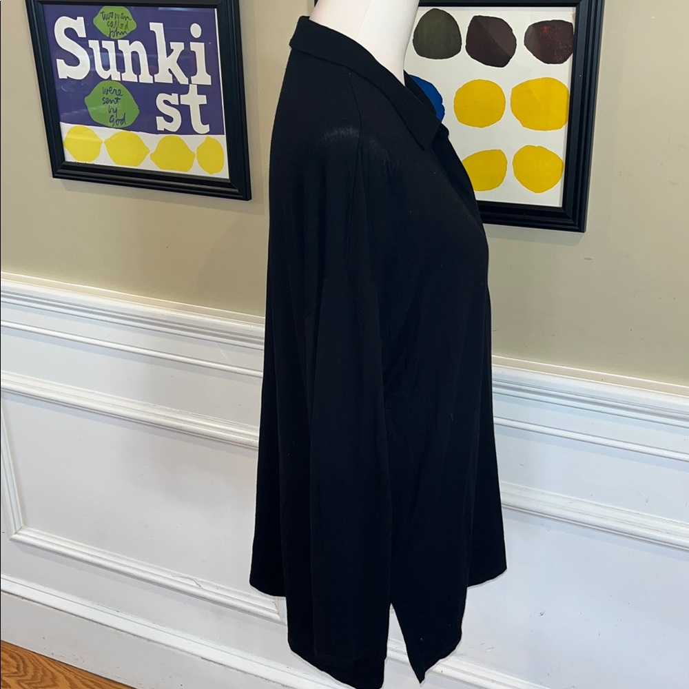 Eileen Fisher Black Button Down Shirt - Picture 2 of 7